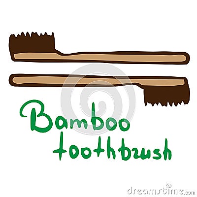 Cute cartoon illustration of eco-friendly bamboo toothbrushes for instagram advertising. ÐžÑÐ½Ð¾Ð²Ð½Ñ‹Ðµ RGB Vector Illustration